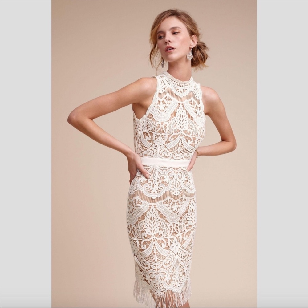 SAYLOR Ivory Lace Midi Dress